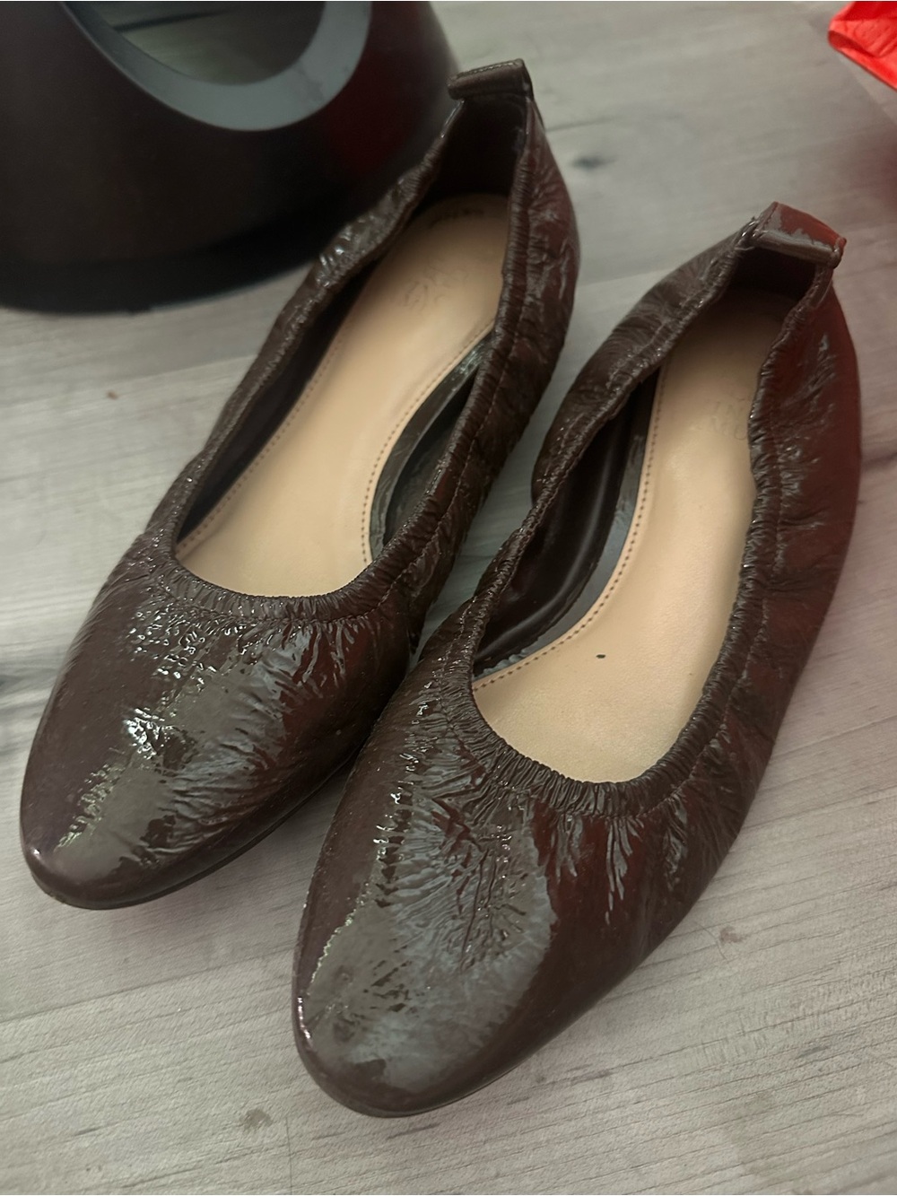 Vince Camuto Brown Patent Leather Ballet Flats
